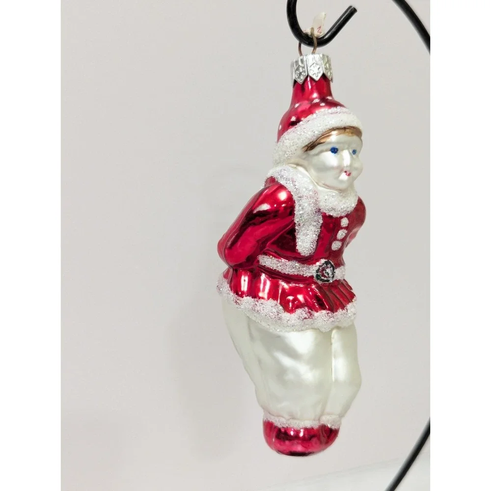 Vintage Ice Skate Child Victorian Blown Glass Ornament 5